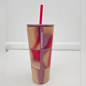 Starbucks Geometric Airbrush Cold Cup Tumbler 24 Oz NWT